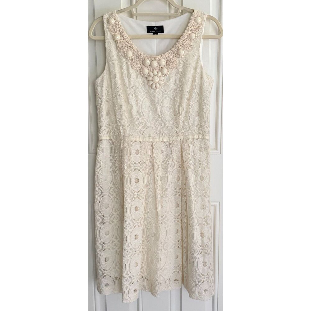 Ronni Nicole Women's Cream Crochet dress size 10